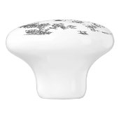 ヴィンテージファンタスティック噴水と木Toile-B & W セラミックノブ (側面)