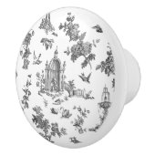 ヴィンテージファンタスティック噴水と木Toile-B & W セラミックノブ (右)