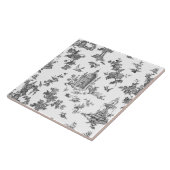 ヴィンテージファンタスティック噴水と木Toile-B & W タイル (側面)