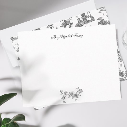 ヴィンテージファンタスティック噴水と木Toile-B & W ノートカード