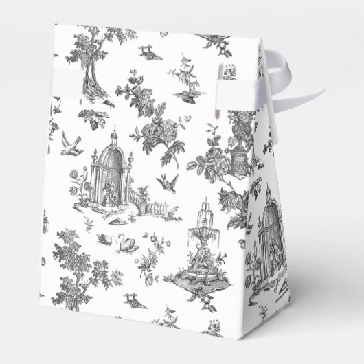 ヴィンテージファンタスティック噴水と木Toile-B & W フェイバーボックス (裏面サイド)