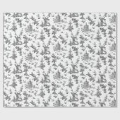 ヴィンテージファンタスティック噴水と木Toile-B & W ラッピングペーパー (フラット)