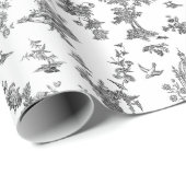ヴィンテージファンタスティック噴水と木Toile-B & W ラッピングペーパー (ロールコーナー)