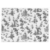 ヴィンテージファンタスティック噴水と木Toile-B & W ラージペーパーバッグ (裏面)