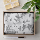 ヴィンテージファンタスティック噴水と木Toile-B & W 薄葉紙 (ギフト)