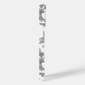 ヴィンテージファンタスティック噴水と木Toile-B & W iPhoneケース (右側面)