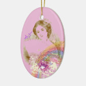ヴィンテージファンレディーカラースプラッシュピンク楕円オーナメント セラミックオーナメント (左)