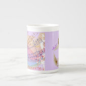 ヴィンテージファンレディーパープルボーン中国カップ ボーンチャイナマグカップ (正面)