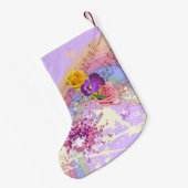 ヴィンテージファンレディーミュージック&フラワークリスマスストッキング スモールクリスマスストッキング (裏面 (吊り時))