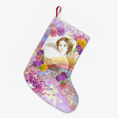 ヴィンテージファンレディーミュージック&フラワークリスマスストッキング スモールクリスマスストッキング (正面 (吊り時))