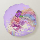 ヴィンテージファンレディーミュージック&フラワーラウンドピロー ラウンドクッション (裏面)