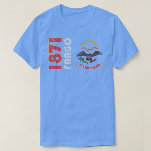 ヴィンテージファーゴノースダコタフラッグホームラブ Tシャツ (デザイン正面)