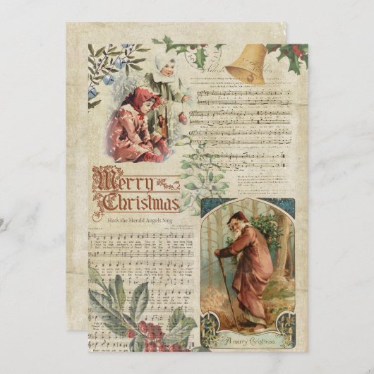 ヴィンテージファーザークリスマス&ミュージックエフェラ シーズンカード (正面/裏面)