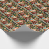 ヴィンテージファーズクリスマスグリーンコラージエフエメラ ラッピングペーパー (角)