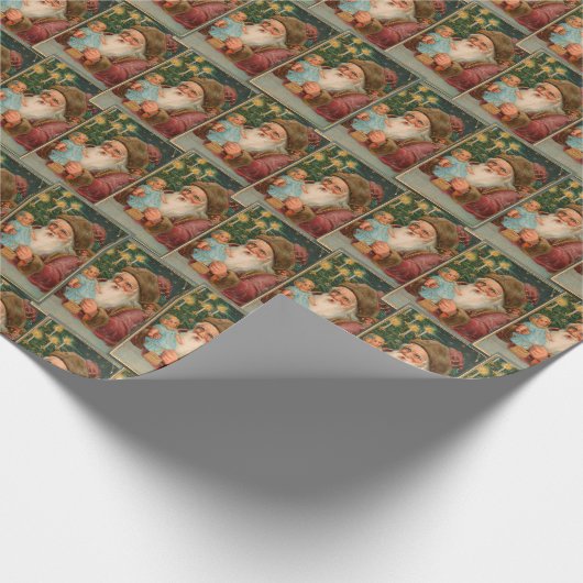 ヴィンテージファーズクリスマスグリーンコラージエフエメラ ラッピングペーパー (角)