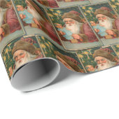ヴィンテージファーズクリスマスグリーンコラージエフエメラ ラッピングペーパー (ロールコーナー)