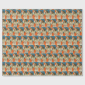 ヴィンテージファーズクリスマスブルーコラージエフエメラ ラッピングペーパー (フラット)