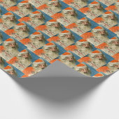 ヴィンテージファーズクリスマスブルーコラージエフエメラ ラッピングペーパー (角)