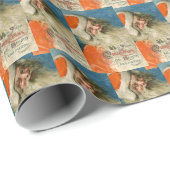 ヴィンテージファーズクリスマスブルーコラージエフエメラ ラッピングペーパー (ロールコーナー)