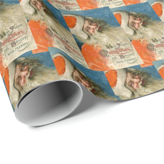 ヴィンテージファーズクリスマスブルーコラージエフエメラ ラッピングペーパー (ロールコーナー)