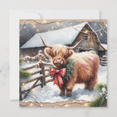 ヴィンテージファームとハイランドカウクリスマス カード (正面)