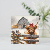 ヴィンテージファームと可愛いハイランドカウクリスマス カード (スタンド正面)