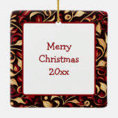 ヴィンテージファームと可愛いハイランドカウクリスマス セラミックオーナメント (裏面)