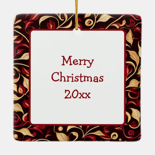 ヴィンテージファームと可愛いハイランドカウクリスマス セラミックオーナメント (裏面)