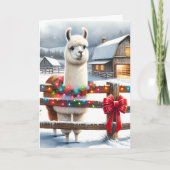 ヴィンテージファームと可愛いラマのクリスマス カード (正面)