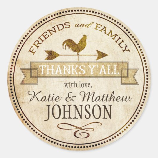 ヴィンテージファームのり鶏の天気予報ベーンサンキュー ラウンドシール (正面)