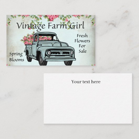 ヴィンテージファームの女の子の追加文字 名刺 (正面/裏面)