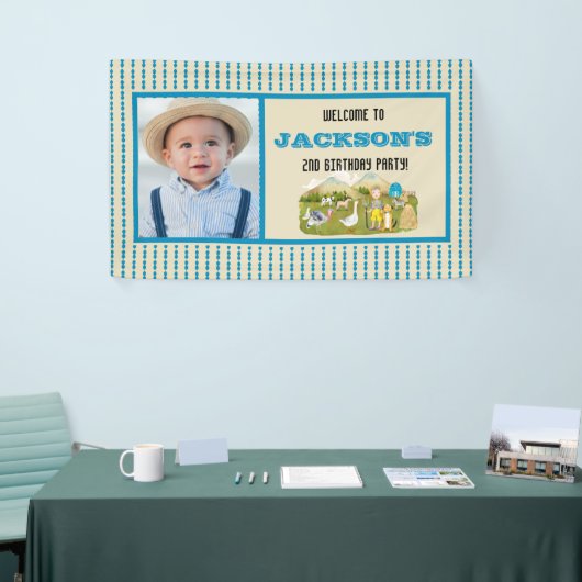 ヴィンテージファームアニマルフォトバースデーパーティーへようこそ 横断幕 (トレードショー)