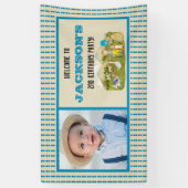 ヴィンテージファームアニマルフォトバースデーパーティーへようこそ 横断幕 (縦)