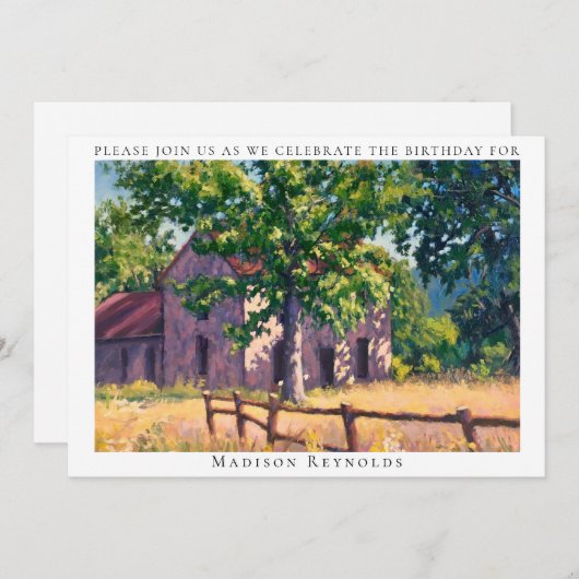 ヴィンテージファームカントリーハウス誕生日招待状 招待状 (正面/裏面)