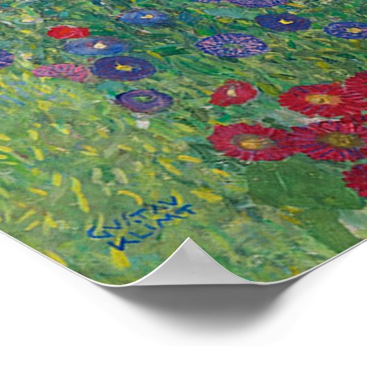 ヴィンテージファームガーデンひまわり花グスタフクリムト ポスター (角)