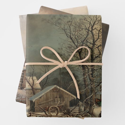 ヴィンテージファームズウィンターデコップヘビーウェイト3セット ラッピングペーパーシート (インサイチュ)