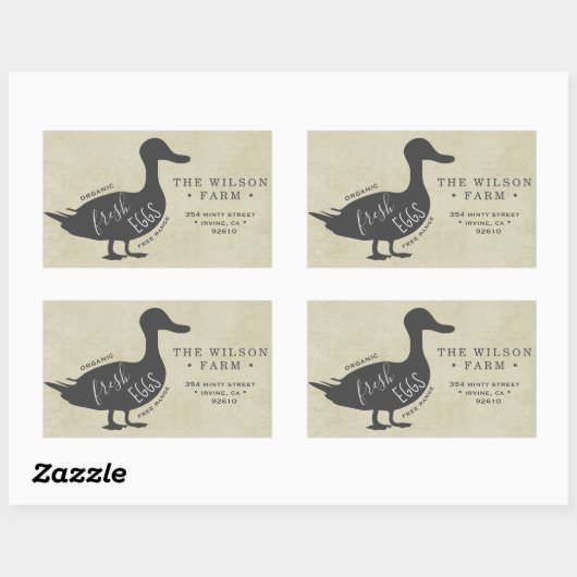 ヴィンテージファームダック卵カートンアドレスステッカー 長方形シール (シート)