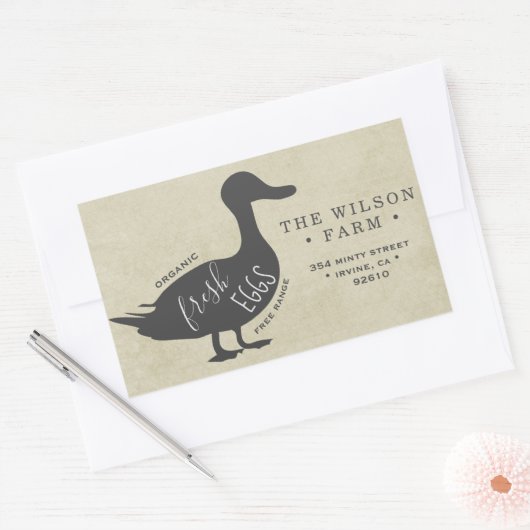 ヴィンテージファームダック卵カートンアドレスステッカー 長方形シール (封筒)