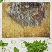 ヴィンテージファームトラクタオールドバーンシェッド キッチンタオル (折り畳み)