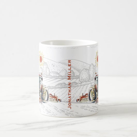 ヴィンテージファームトラクタパーソナライズされた コーヒーマグカップ (中央)