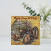 ヴィンテージファームトラクターオールドバーンシェッド誕生日カード カード (スタンド正面)