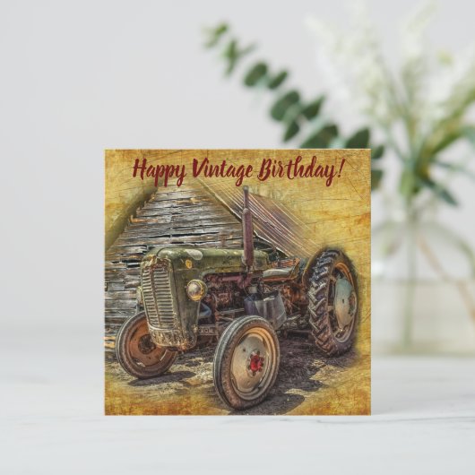ヴィンテージファームトラクターオールドバーンシェッド誕生日カード カード (スタンド正面)