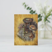 ヴィンテージファームトラクターオールドバーンシェッド ポストカード (スタンド正面)