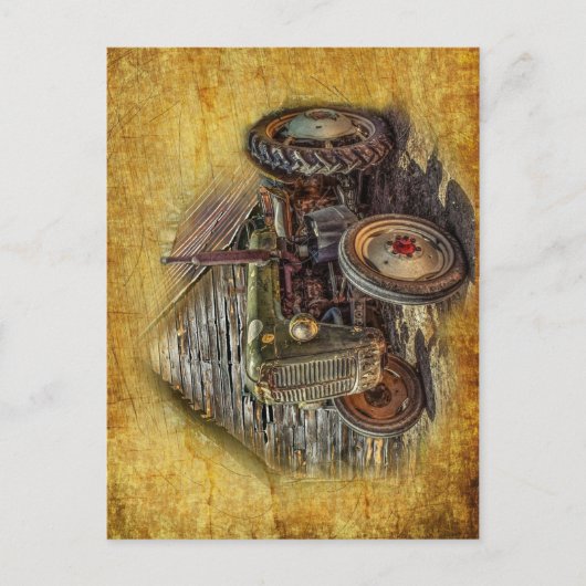 ヴィンテージファームトラクターオールドバーンシェッド ポストカード (正面)