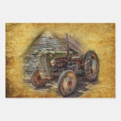 ヴィンテージファームトラクターオールドバーンシェッド ラッピングペーパーシート (正面2)
