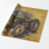 ヴィンテージファームトラクターオールドバーンシェッド ラッピングペーパー (アンロールド)