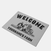 ヴィンテージファームトラクターテンプレート歓迎 ドアマット (アングル)