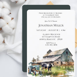 ヴィンテージファームトラクターバースデーパーティーの招待 招待状