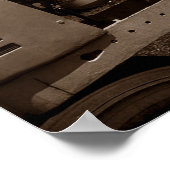 ヴィンテージファームトラクター整備士クローズアップセピアプリント ポスター (角)