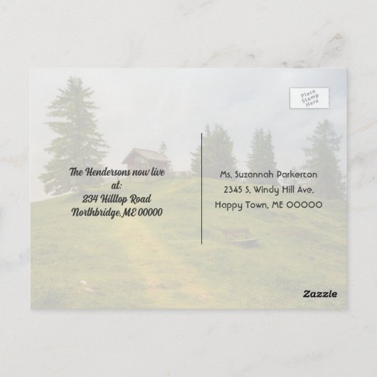 ヴィンテージファームトラクター新しいアドレスポストカード ポストカード (裏面)